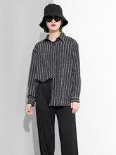 Women Striped Irregular Long Sleeve Shirt